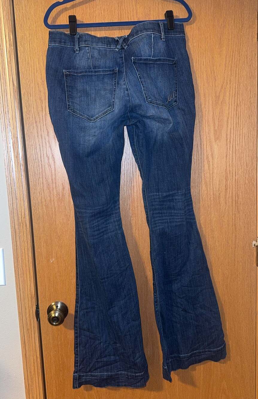 Express High Waisted Mariner Sailor Flare Flare Jeans Size 12L - Picture 2 of 6